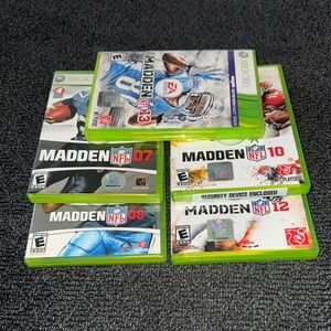 Xbox 360 Madden NFL Video Game Collection 07, 08, 10, 12, and 13